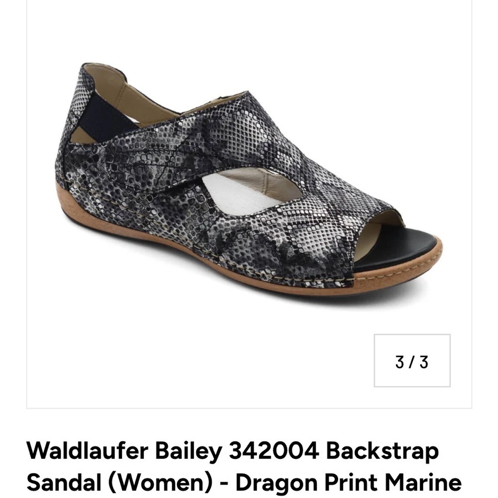 Waldlaufer Women's Backstrap Sandal - Black Dragon Print NWOB